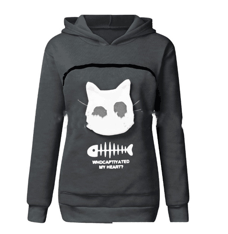 Hoodie Sweatshirt With Pet Pocket