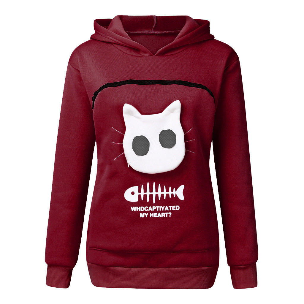 Hoodie Sweatshirt With Pet Pocket