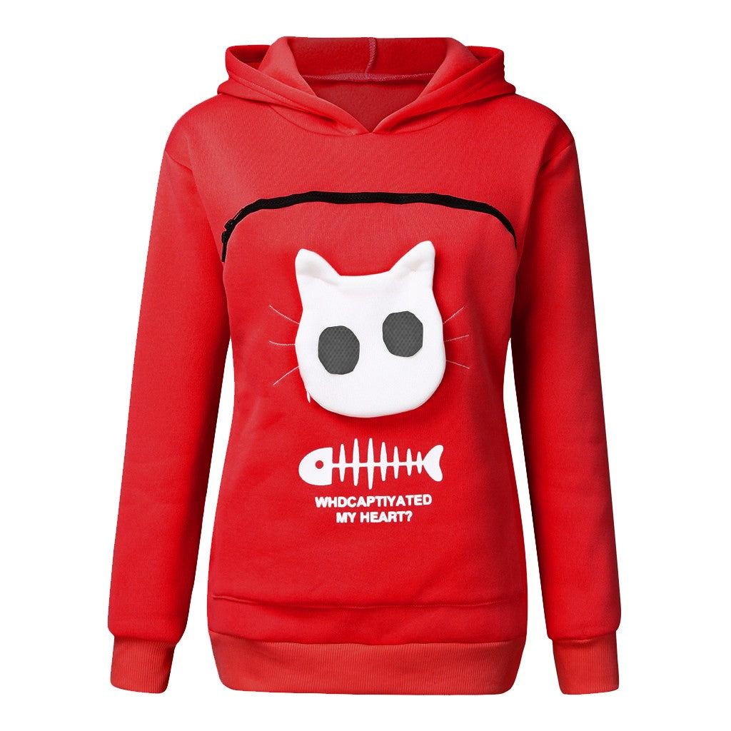 Hoodie Sweatshirt With Pet Pocket