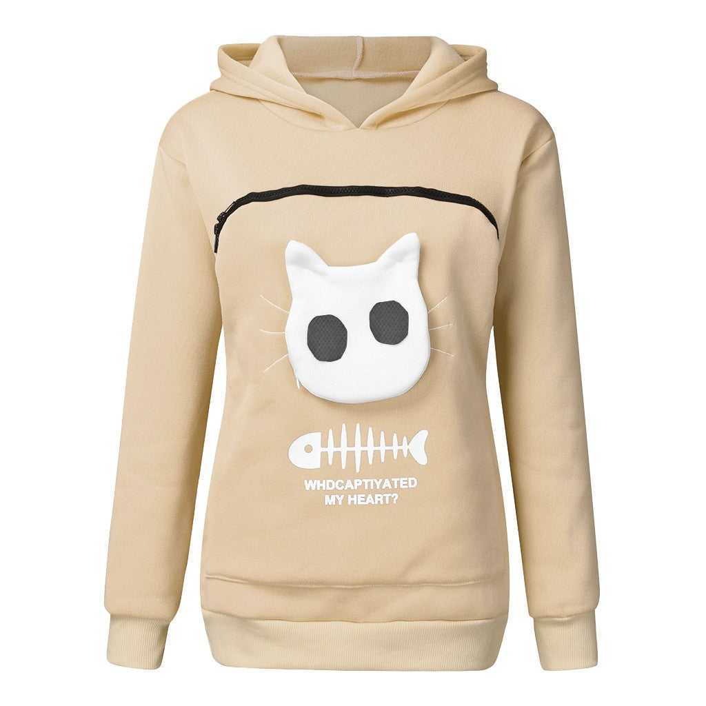 Hoodie Sweatshirt With Pet Pocket