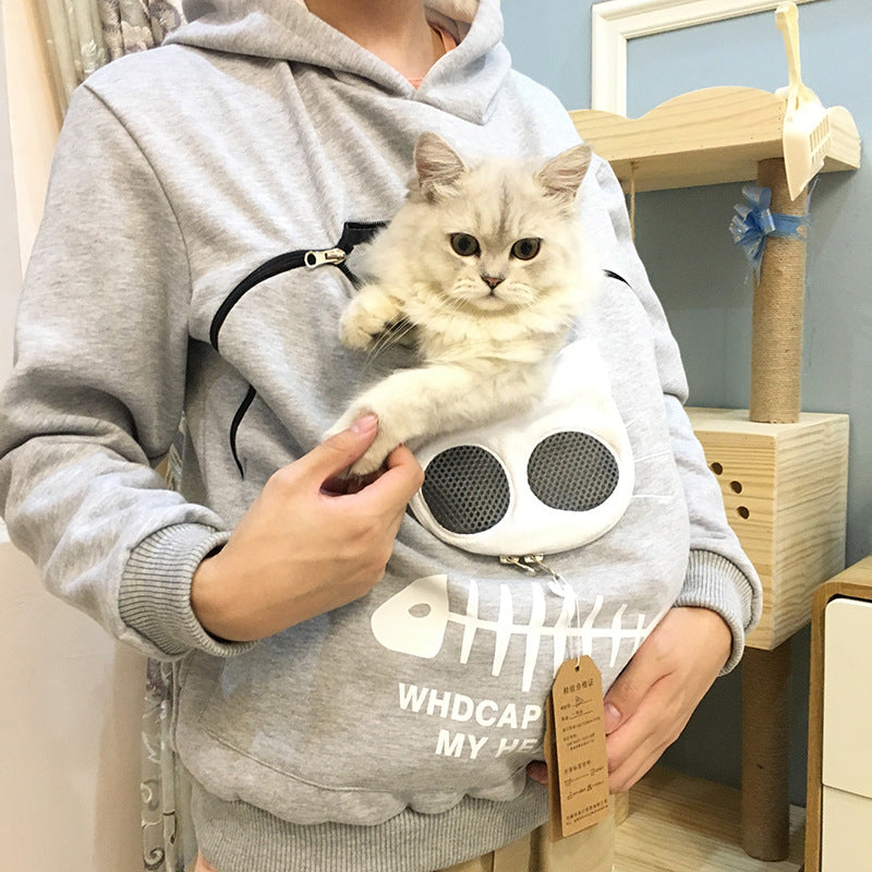 Hoodie Sweatshirt With Pet Pocket