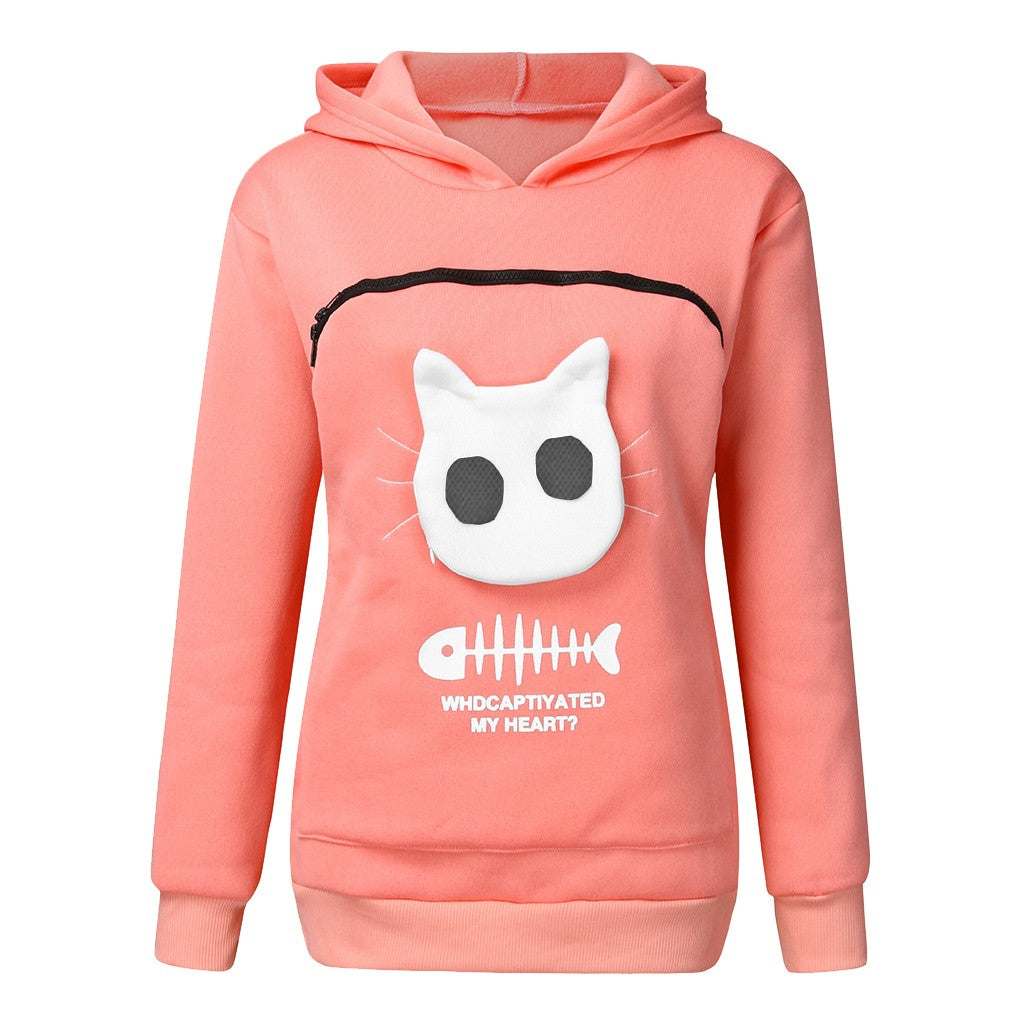 Hoodie Sweatshirt With Pet Pocket