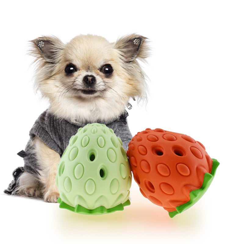 Pet Chew Resistant Strawberry Leak Food Ball Toy