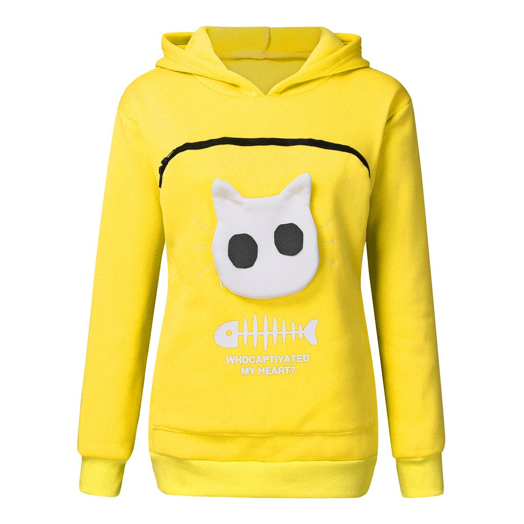 Hoodie Sweatshirt With Pet Pocket