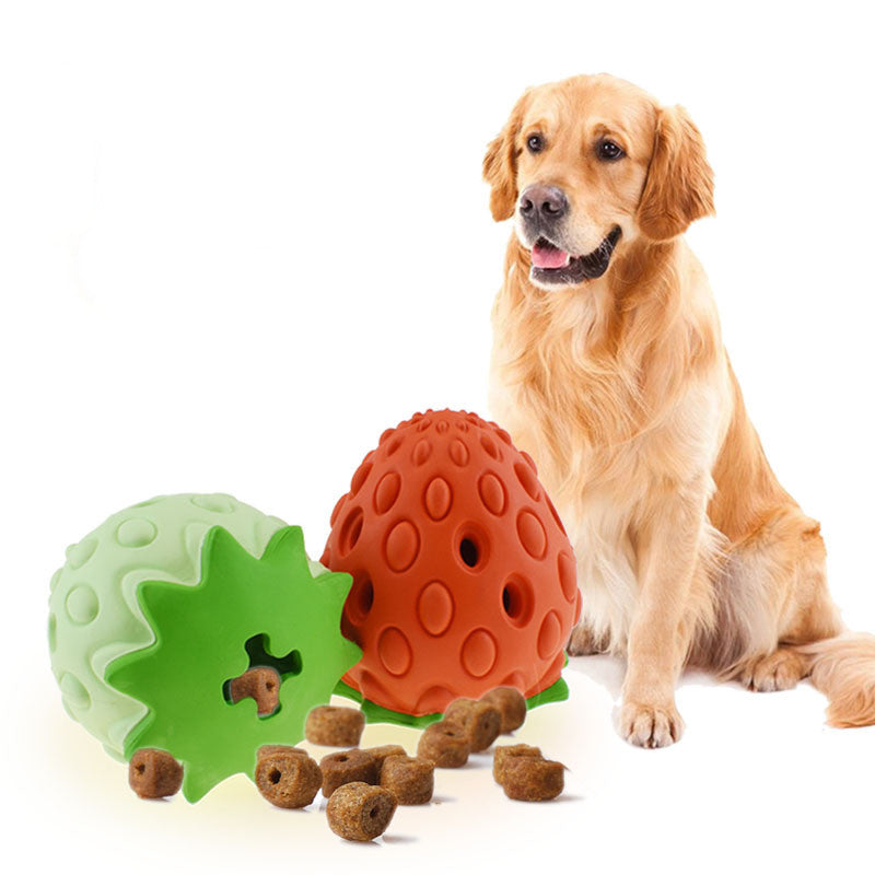 Pet Chew Resistant Strawberry Leak Food Ball Toy